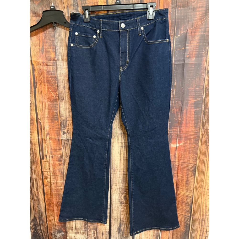 Levis Dark Wash Flare Jeans W31 L30 Indigo Stretch Denim 5222